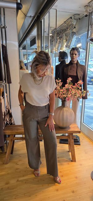 Pantelon wide leg grijs/taupe