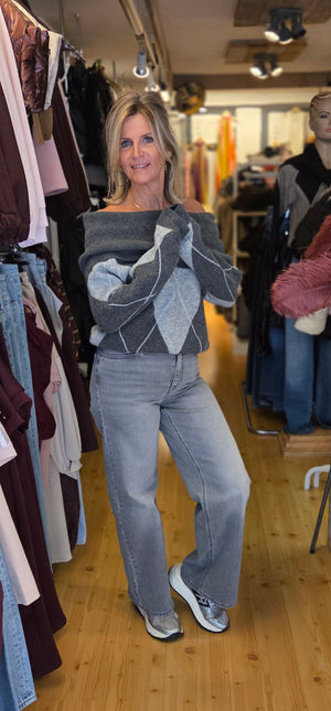 Grijze wide leg jeans