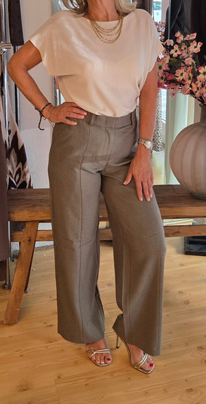 Pantelon wide leg grijs/taupe