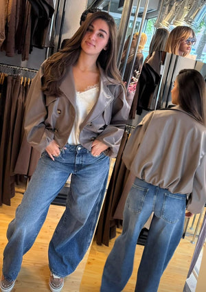 Taupe faux leather jacket