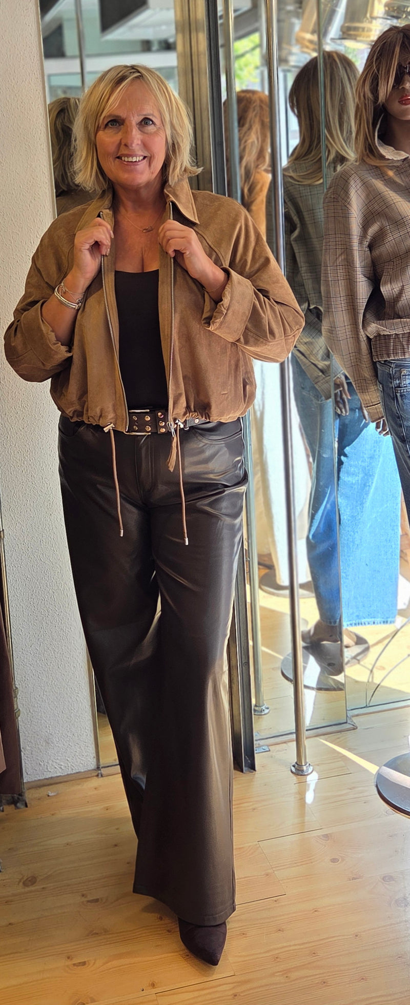 Bruine faux leather pant
