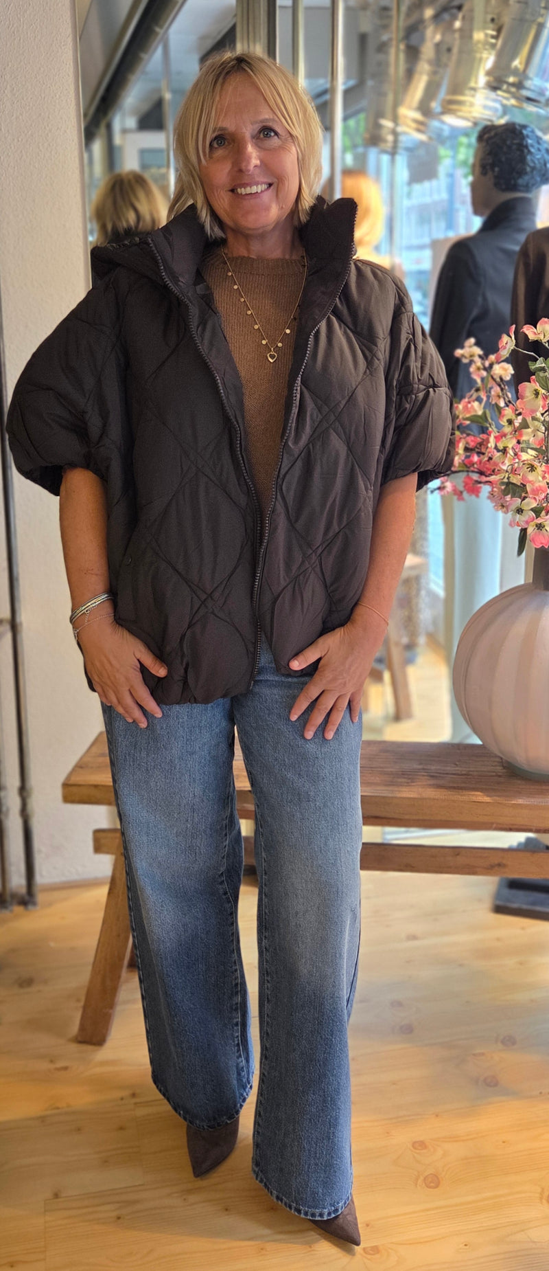 Bodywarmer capuchon bruin