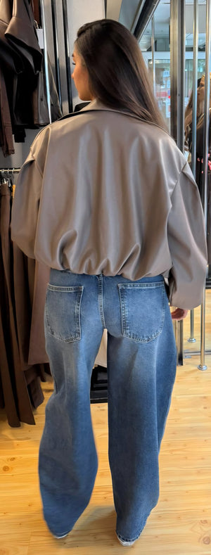 Taupe faux leather jacket